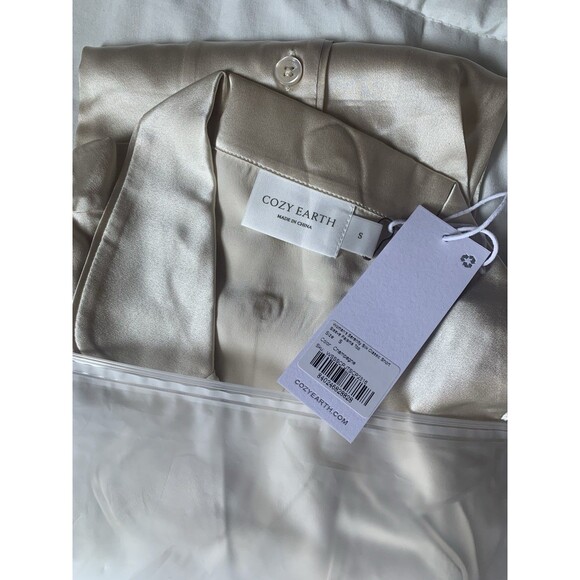 Cozy Earth Women's Serenity Silk Classic Short Sleeve Pajama Top Champagne - S - Picture 5 of 5